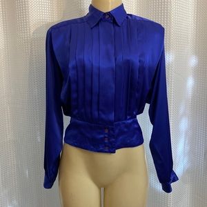 Blue satin blouse